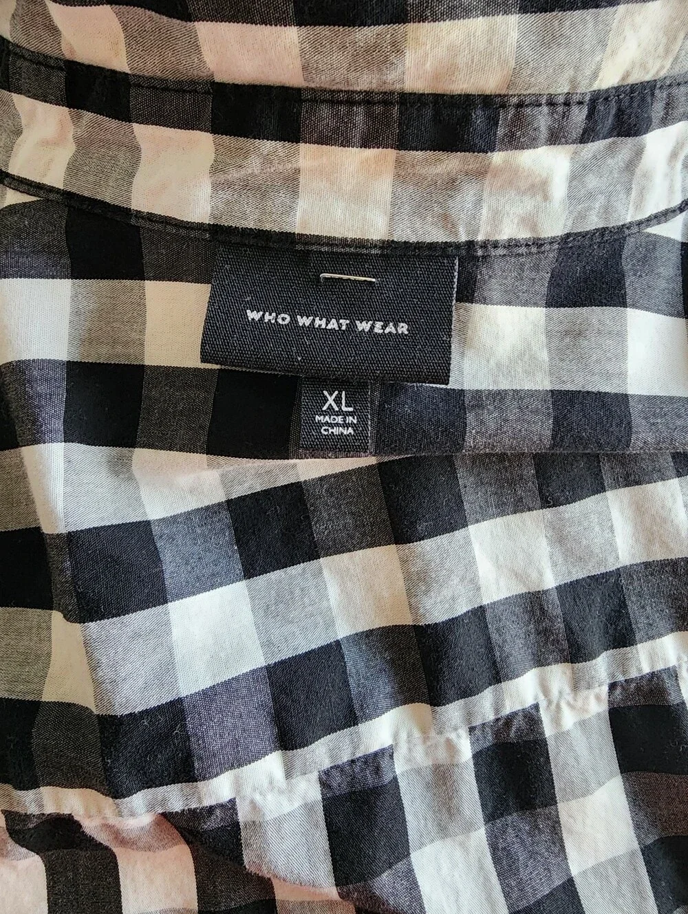 Who What Wear Black and White Gingham Button Dress